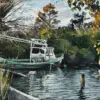 "Boat at MacComb Marina" Matted Print